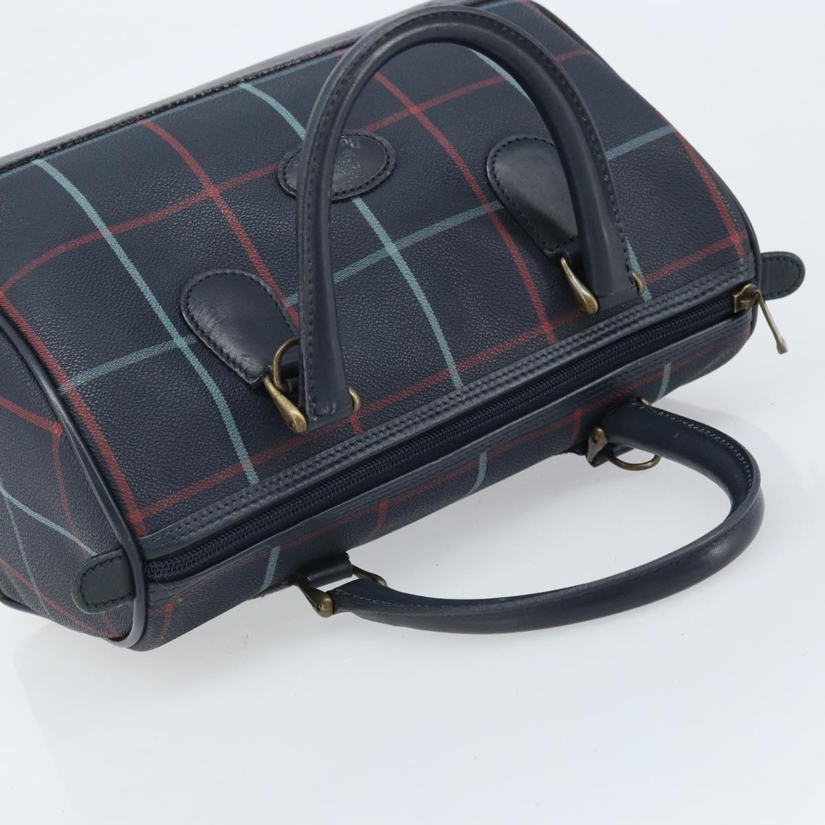Burberrys Nova Check Boston Bag PVC Navy Gold Auth BA11232