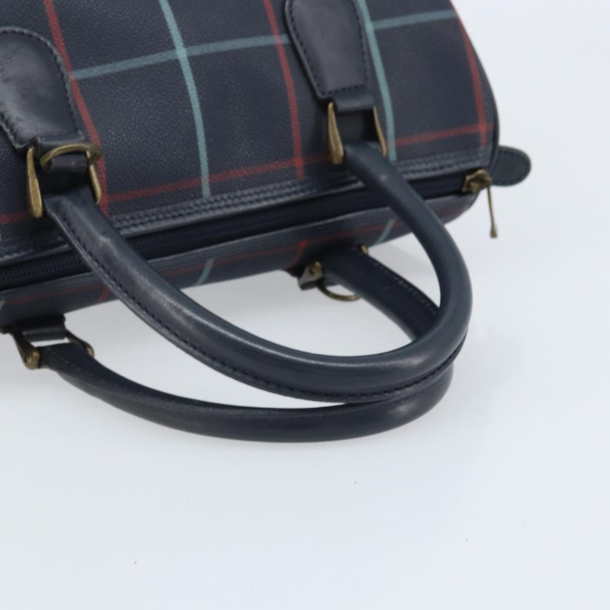 Burberrys Nova Check Boston Bag PVC Navy Gold Auth BA11232