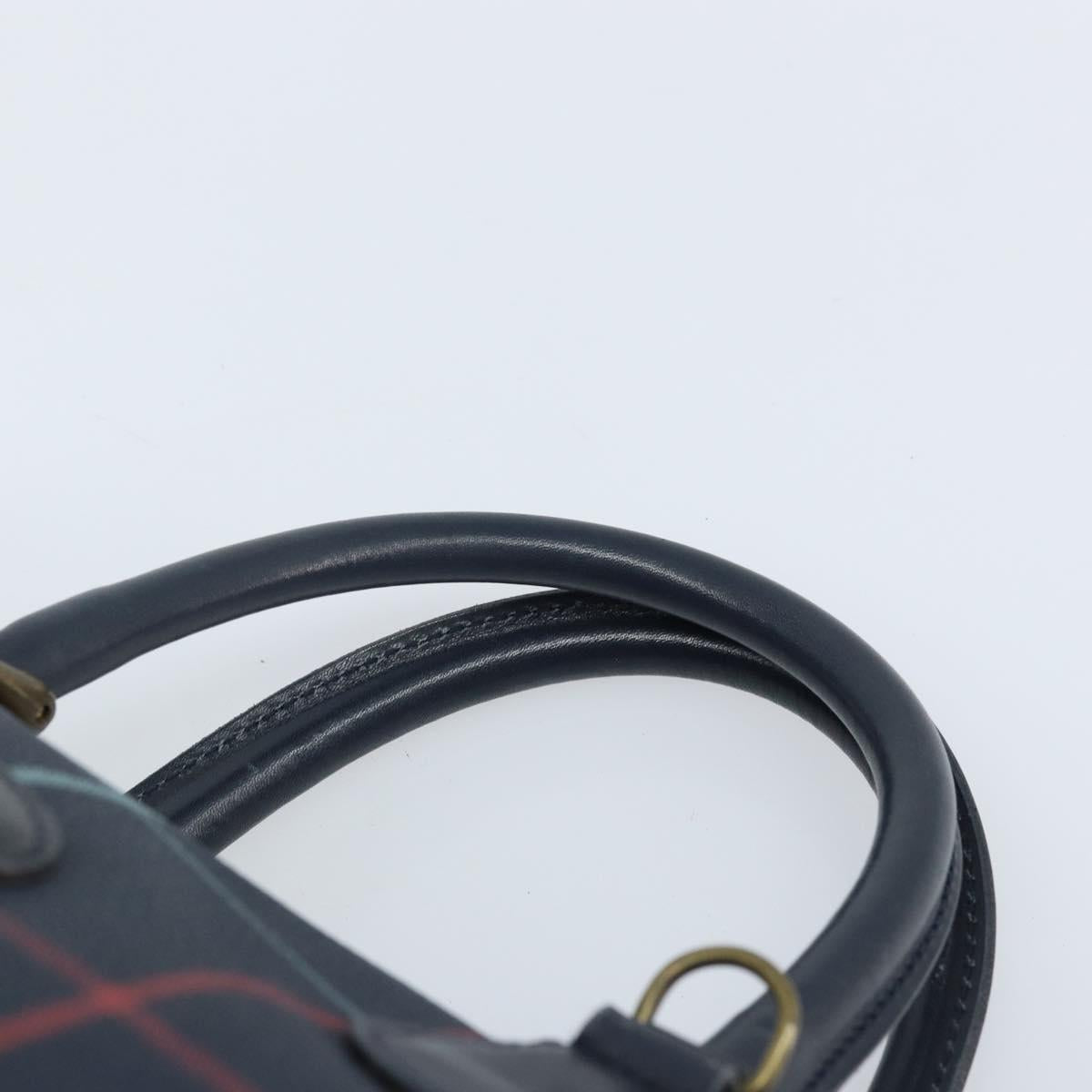 Burberrys Nova Check Boston Bag PVC Navy Gold Auth BA11232