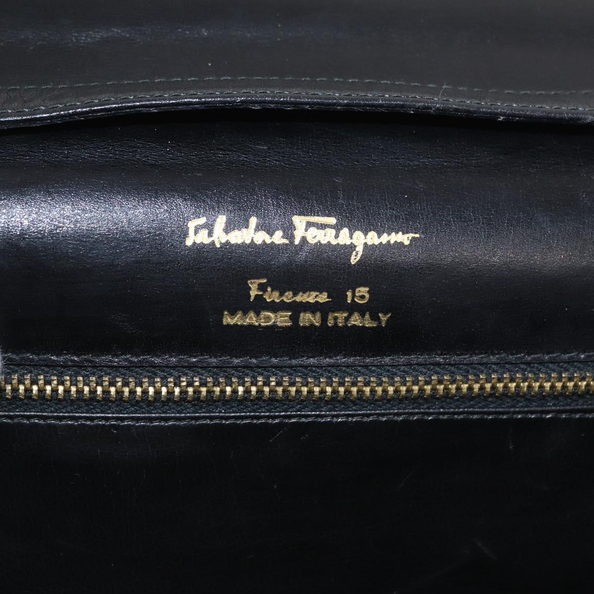 Salvatore Ferragamo Shoulder Bag Leather Black Gold Auth BA11236