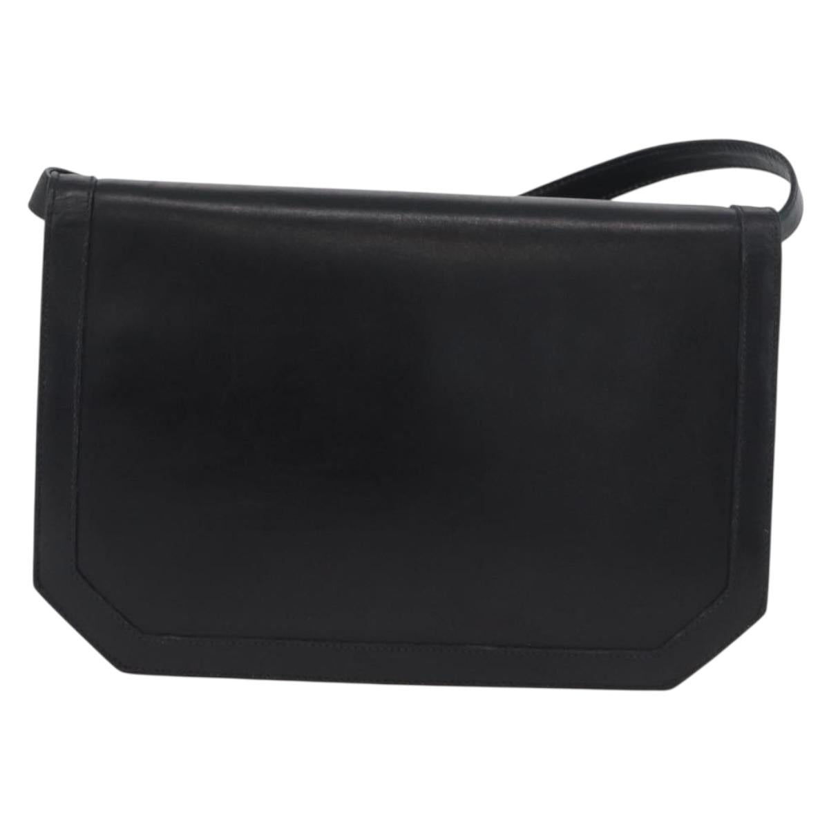 Salvatore Ferragamo Shoulder Bag Leather Black Gold Auth BA11236