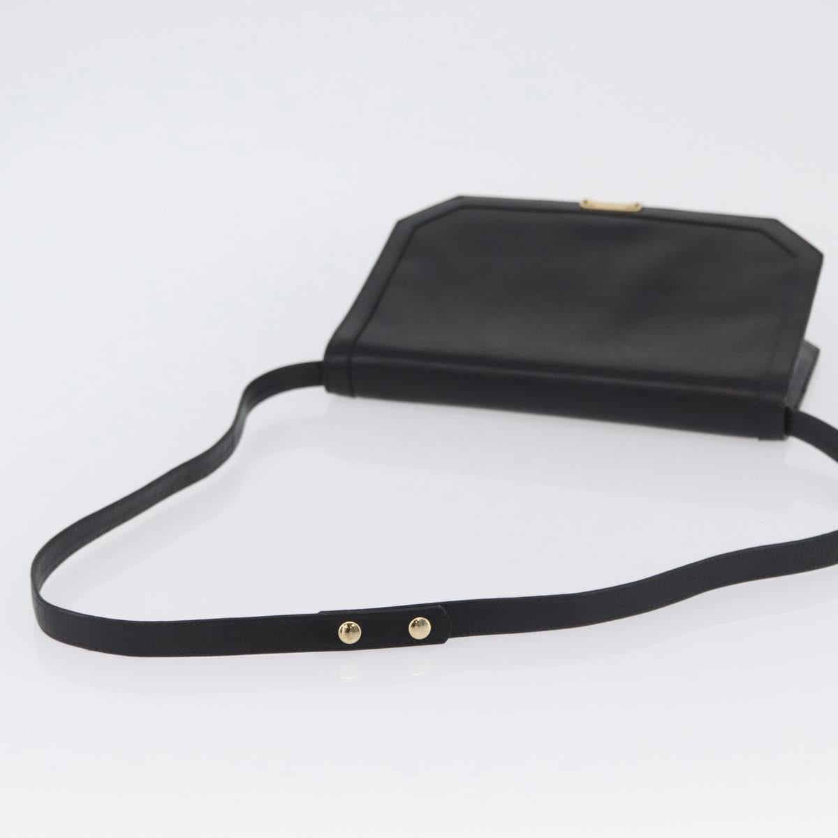 Salvatore Ferragamo Shoulder Bag Leather Black Gold Auth BA11236