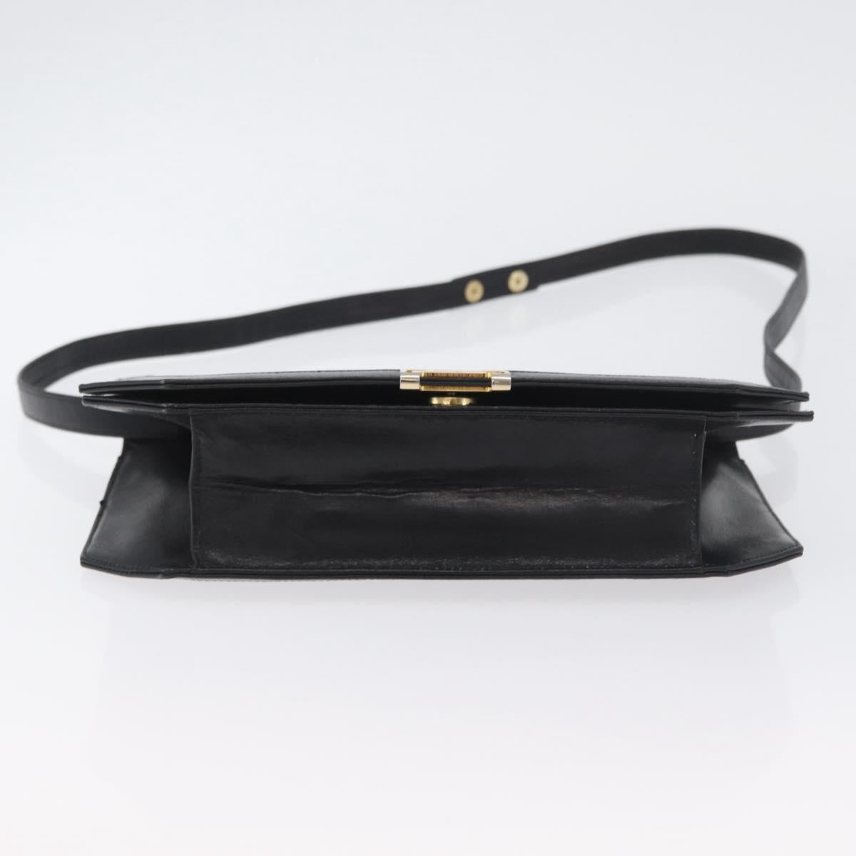 Salvatore Ferragamo Shoulder Bag Leather Black Gold Auth BA11236
