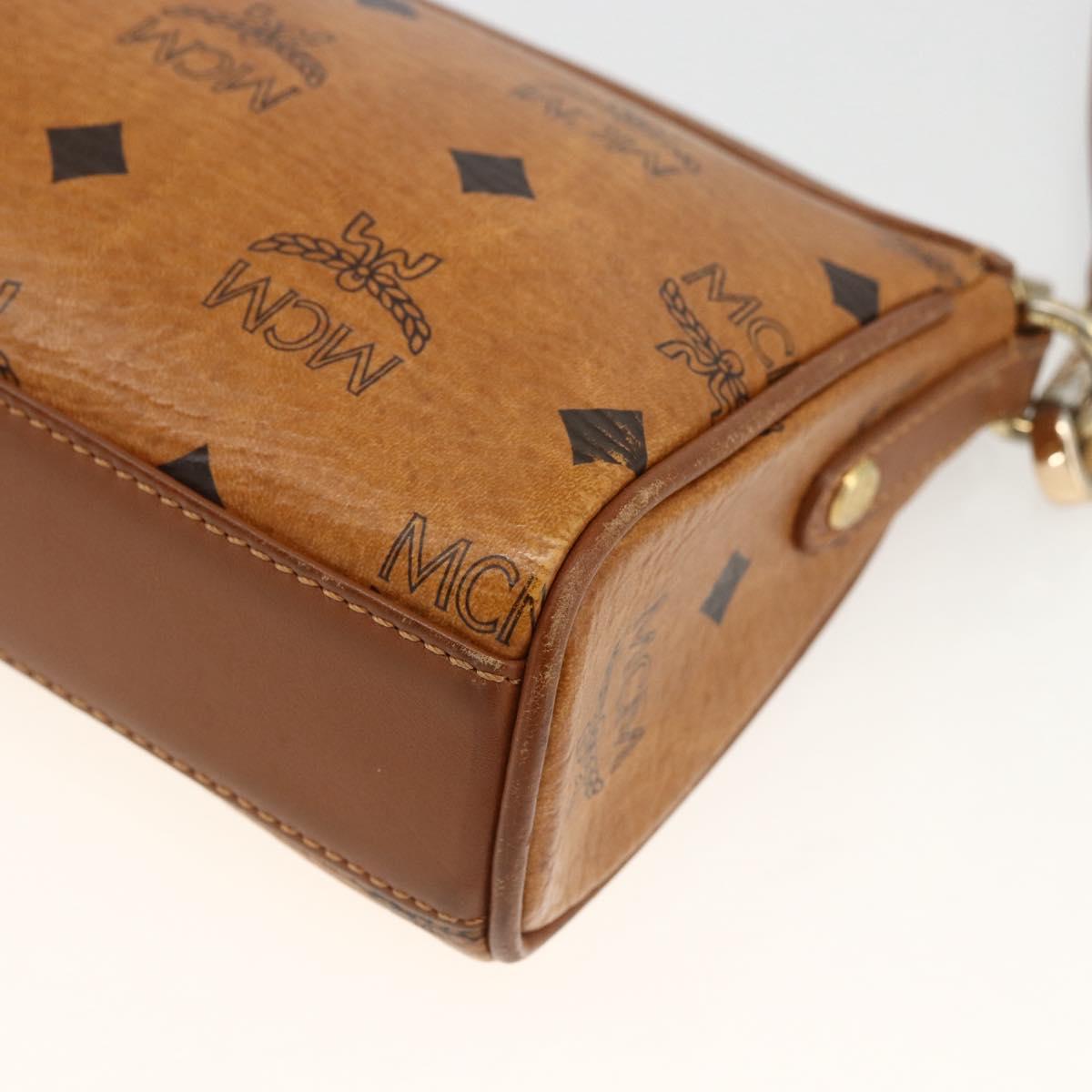 MCM Vicetos Logogram Shoulder Bag PVC Leather Brown Gold Auth BA11237