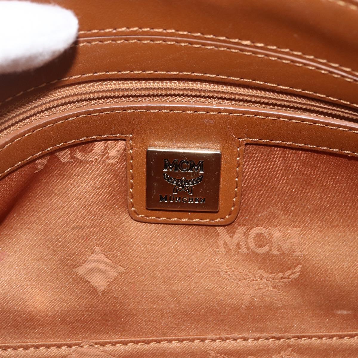 MCM Vicetos Logogram Shoulder Bag PVC Leather Brown Gold Auth BA11237