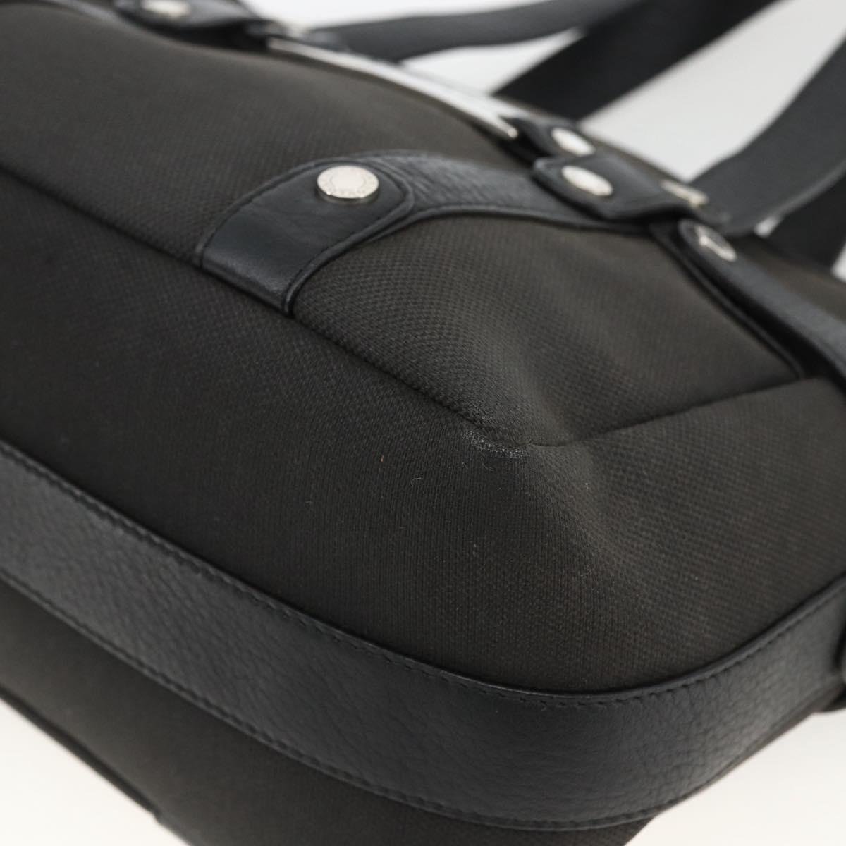 BVLGARI Hand Bag Canvas Leather Black Silver Auth BA11246