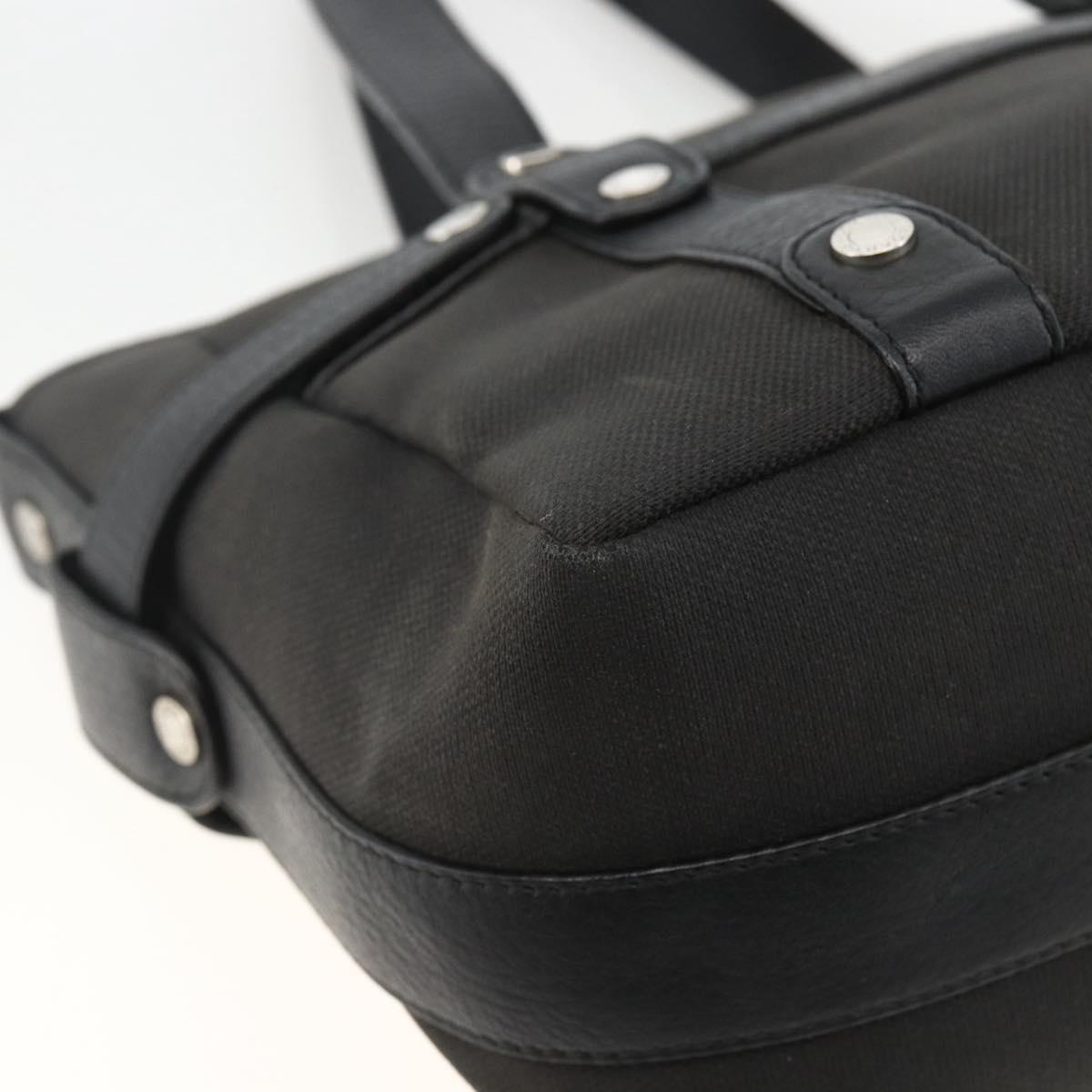 BVLGARI Hand Bag Canvas Leather Black Silver Auth BA11246