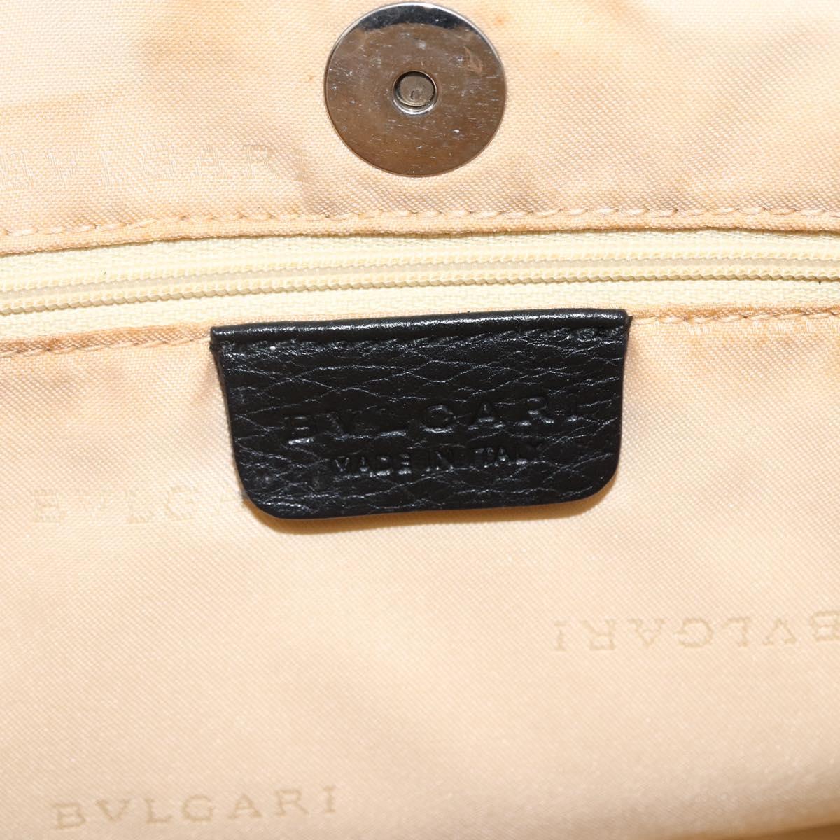 BVLGARI Hand Bag Canvas Leather Black Silver Auth BA11246