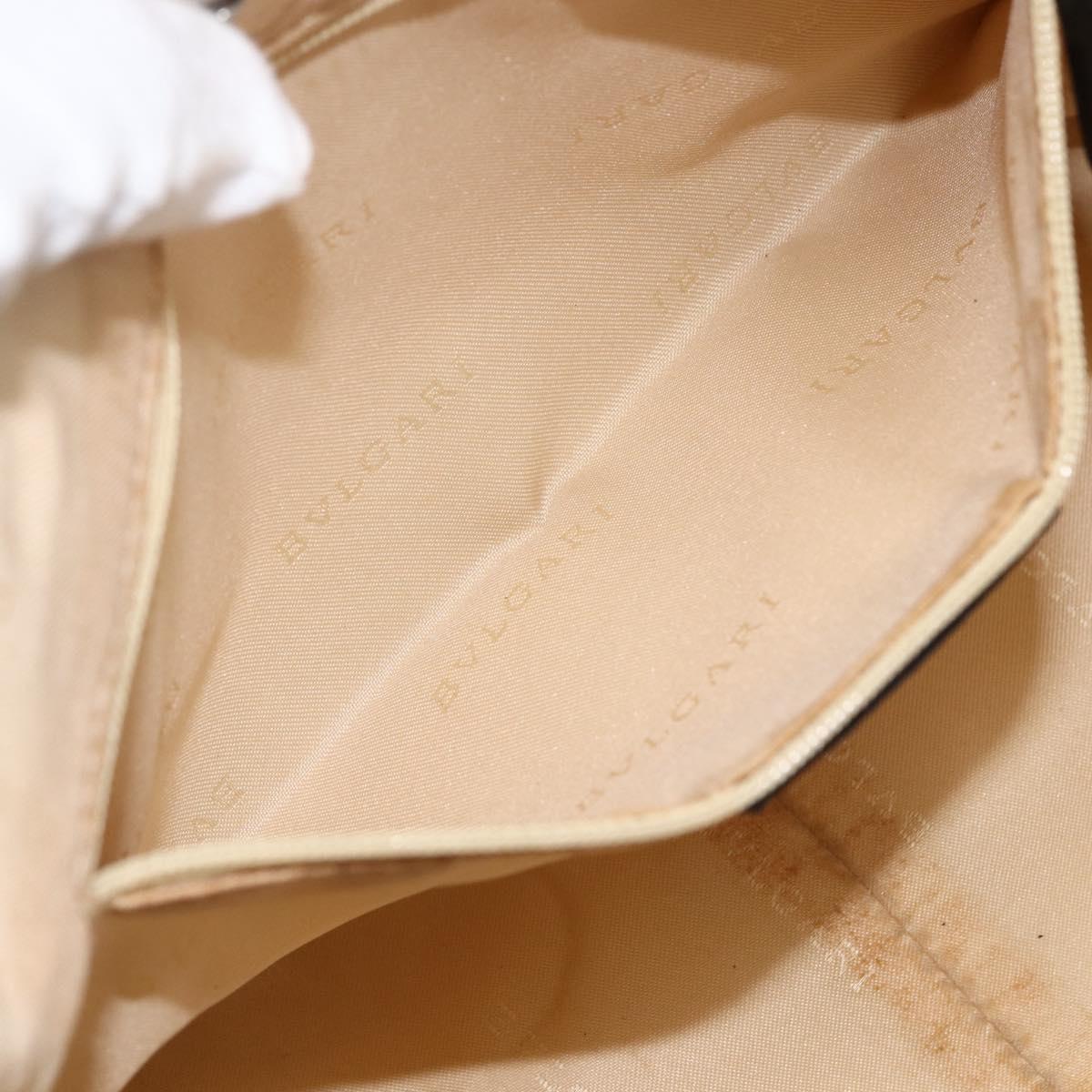 BVLGARI Hand Bag Canvas Leather Black Silver Auth BA11246