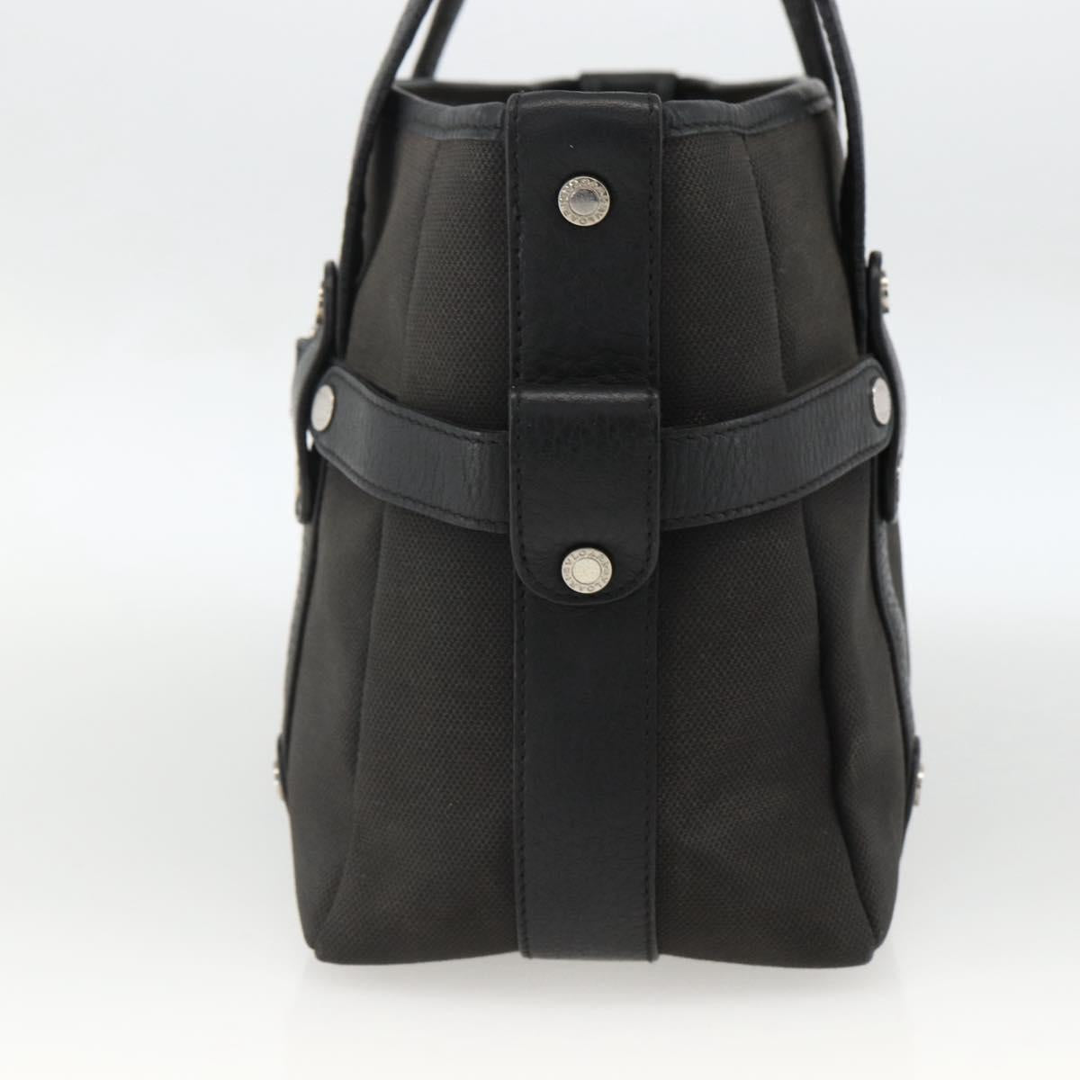 BVLGARI Hand Bag Canvas Leather Black Silver Auth BA11246