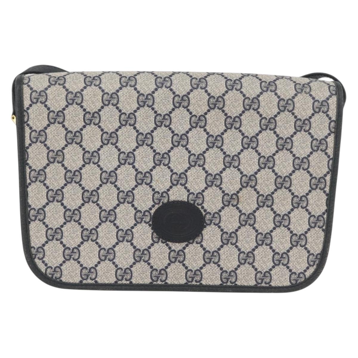 GUCCI GG Supreme Shoulder Bag PVC Navy Gold 001 904 0915 Auth BA11249