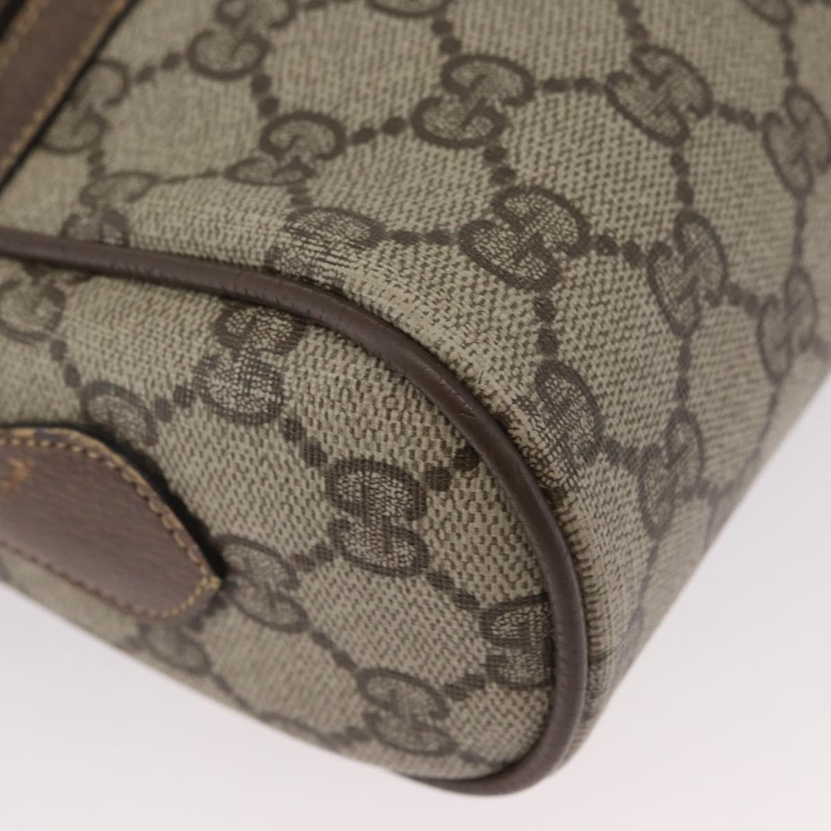 GUCCI GG Supreme Web Sherry Line Shoulder Bag PVC Beige Gold Auth BA11250
