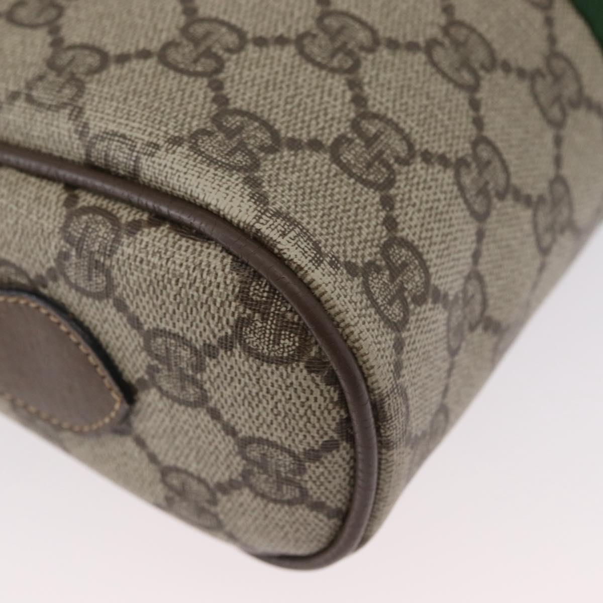 GUCCI GG Supreme Web Sherry Line Shoulder Bag PVC Beige Gold Auth BA11250