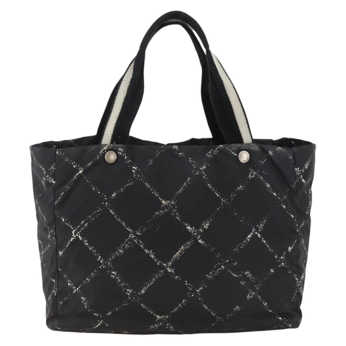 CHANEL Travel Line Tote Bag Nylon Black CC Auth BA11251