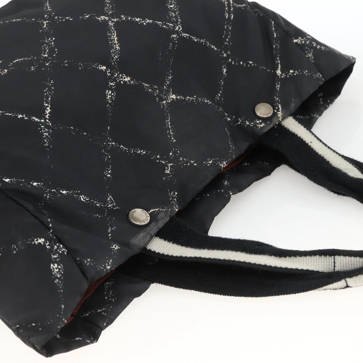 CHANEL Travel Line Tote Bag Nylon Black CC Auth BA11251