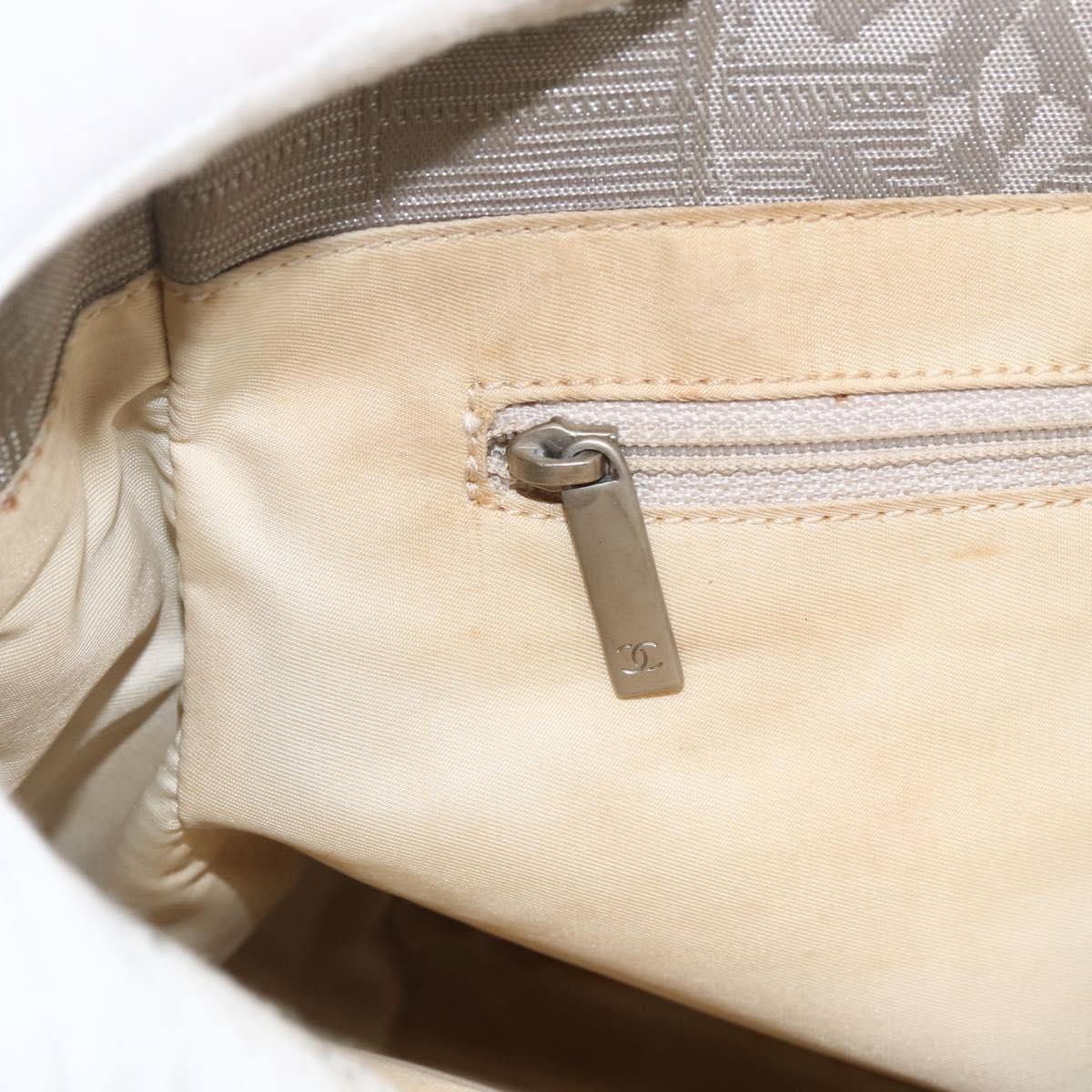 CHANEL New Travel Line Hand Bag Nylon Beige CC Auth BA11252