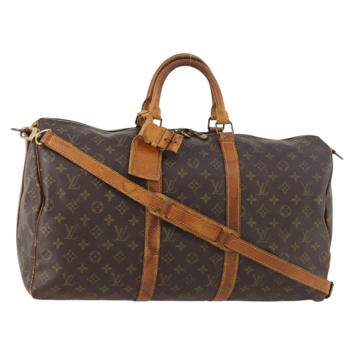 LOUIS VUITTON Monogram Keepall Bandouliere 50 Boston Bag M41416 LV Auth BA11258
