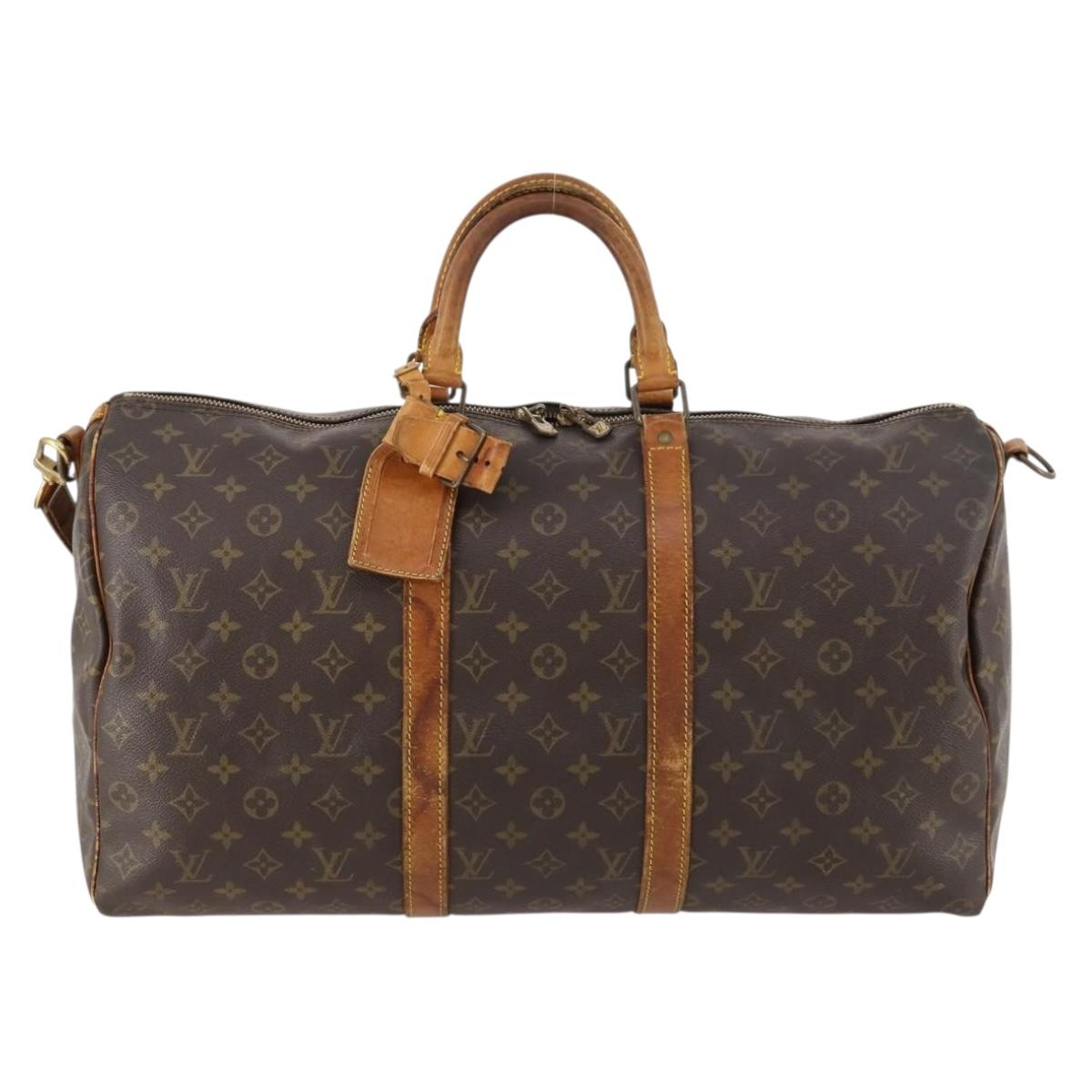 LOUIS VUITTON Monogram Keepall Bandouliere 50 Boston Bag M41416 LV Auth BA11258