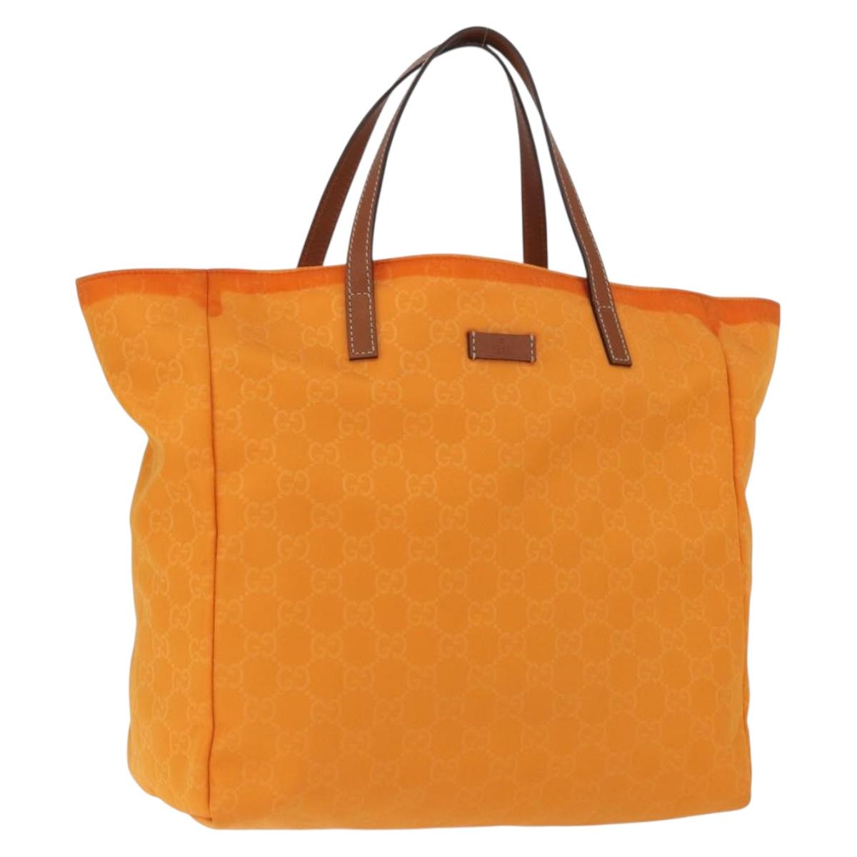 GUCCI GG Canvas Tote Bag Nylon Orange 282439 Auth BA11263