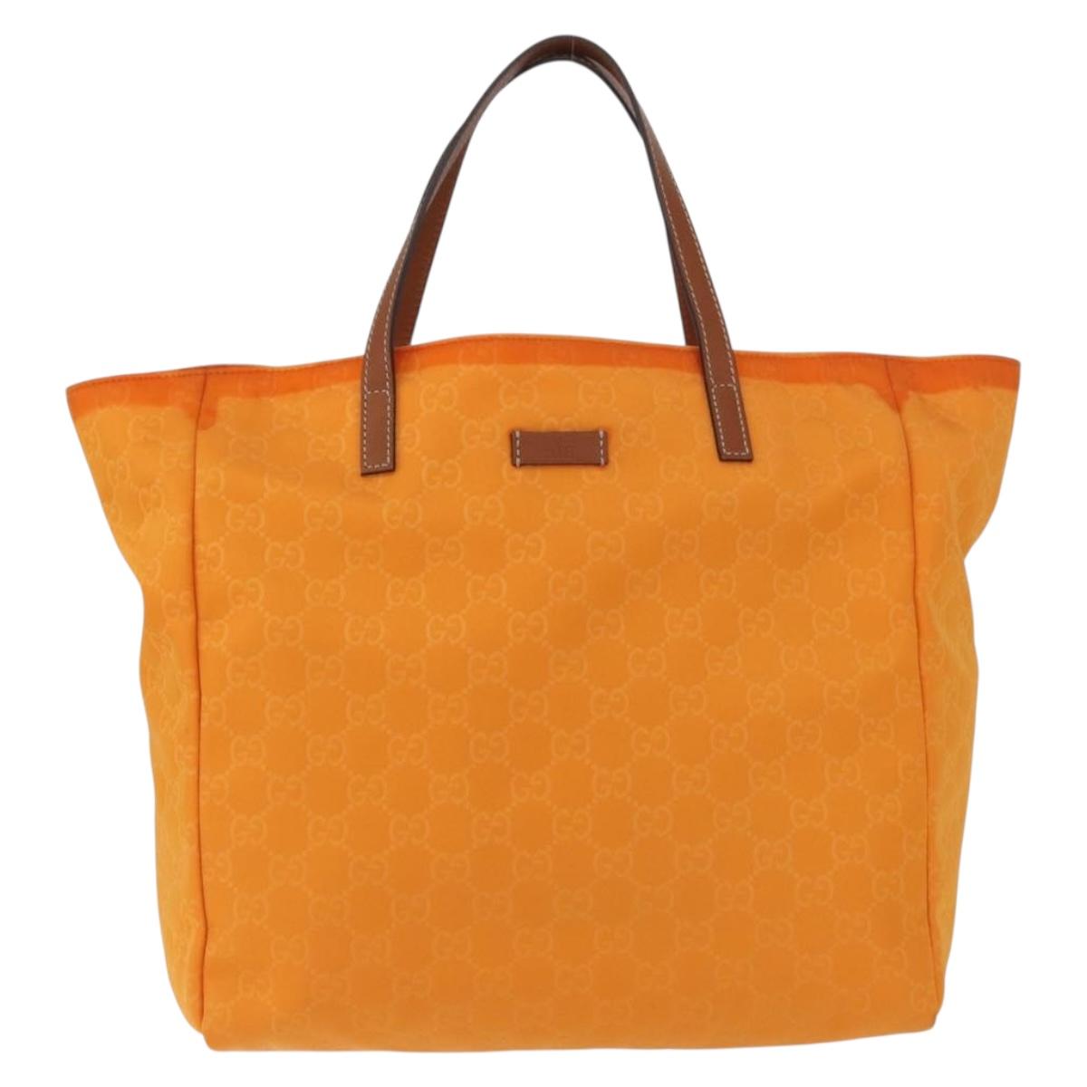 GUCCI GG Canvas Tote Bag Nylon Orange 282439 Auth BA11263