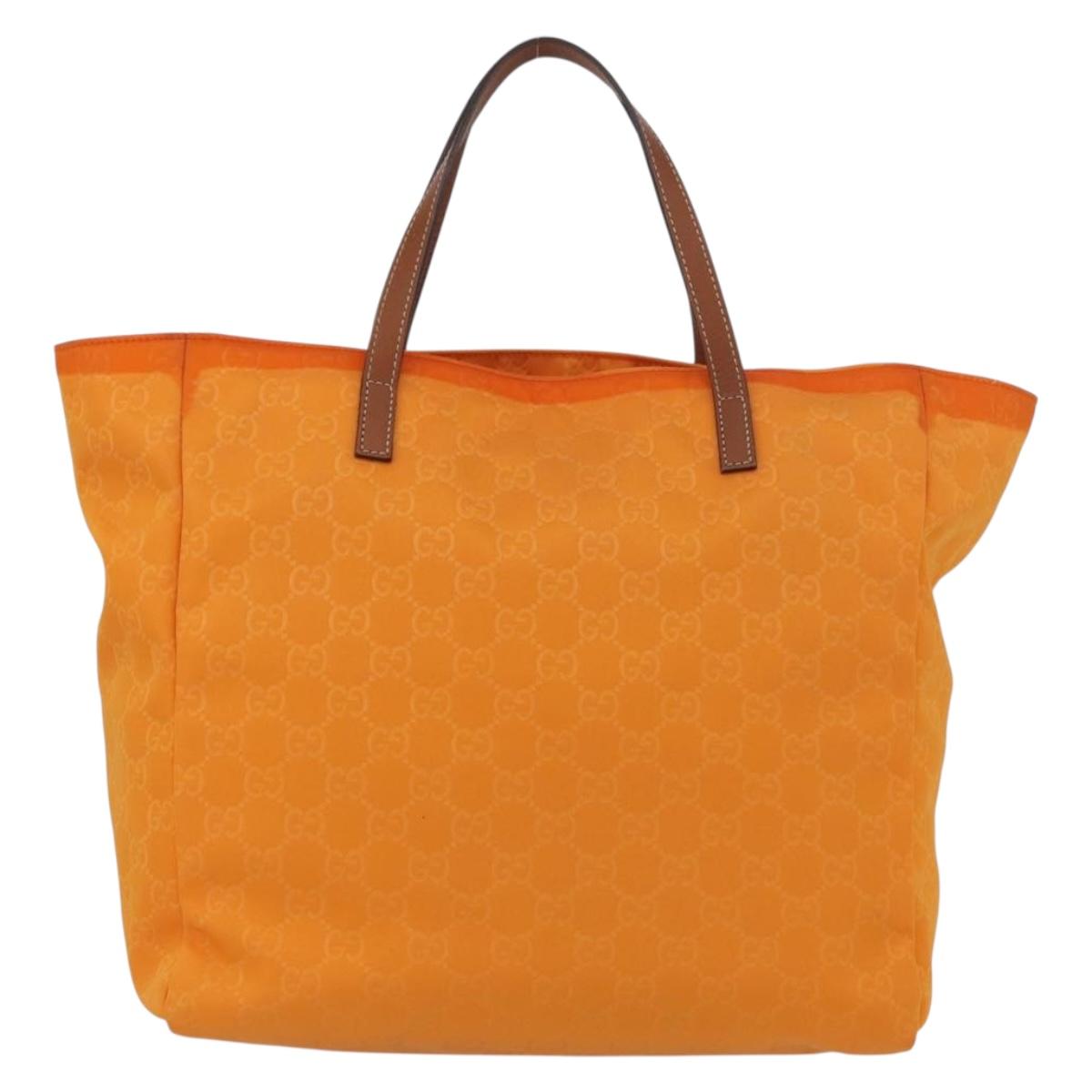 GUCCI GG Canvas Tote Bag Nylon Orange 282439 Auth BA11263