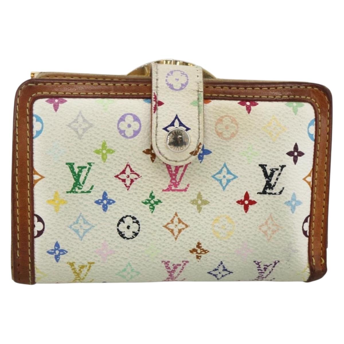 LOUIS VUITTON Multicolor Portefeuille Viennois Wallet White M92987 Auth BA11268