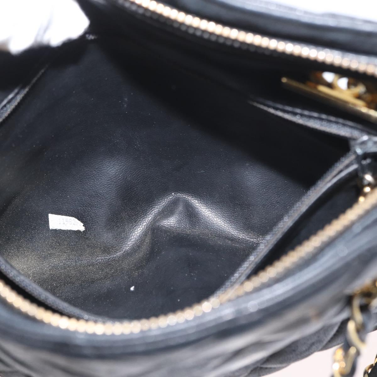 CHANEL Matelasse Chain Shoulder Bag Lamb Skin Black Gold CC Auth BA11274