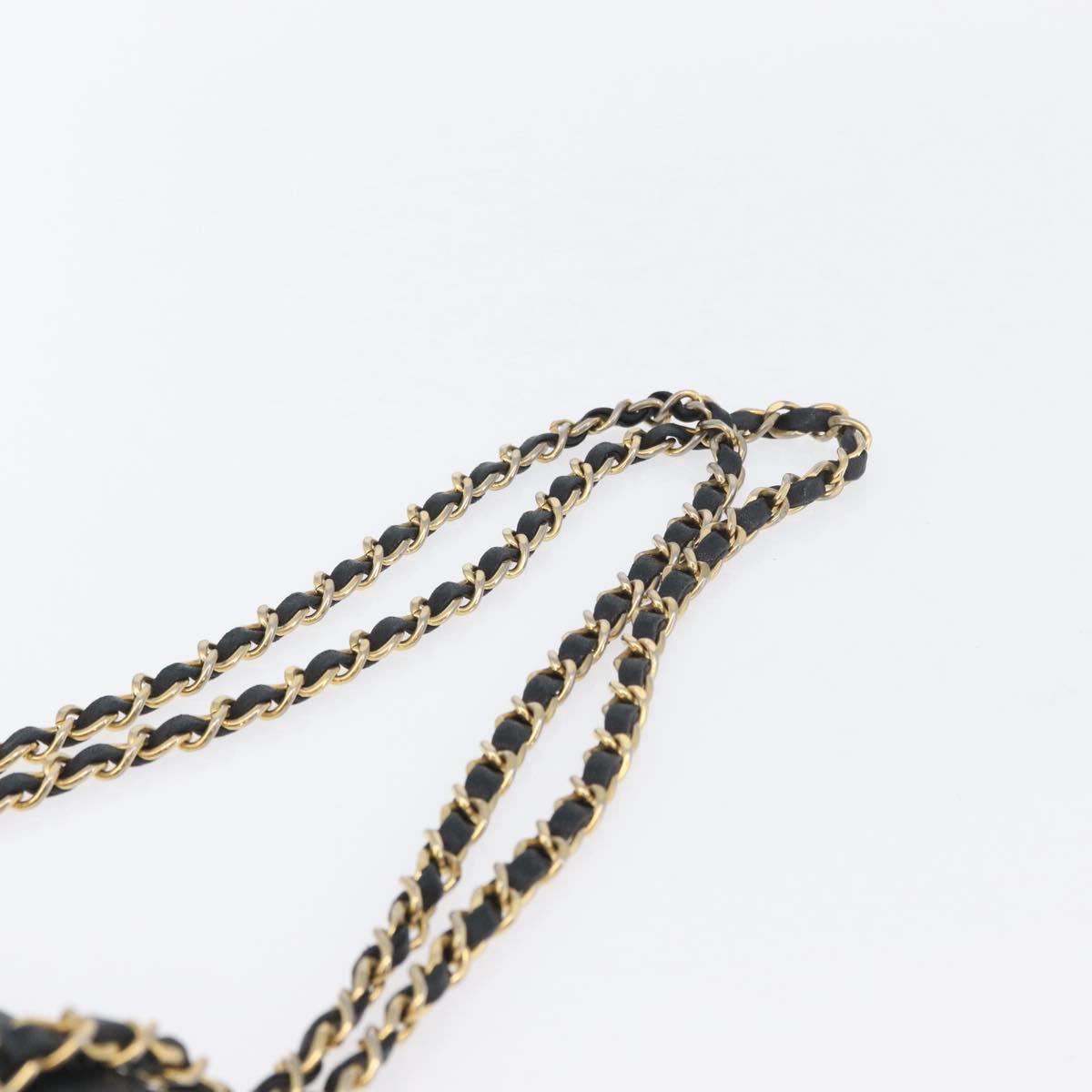 CHANEL Matelasse Chain Shoulder Bag Lamb Skin Black Gold CC Auth BA11274