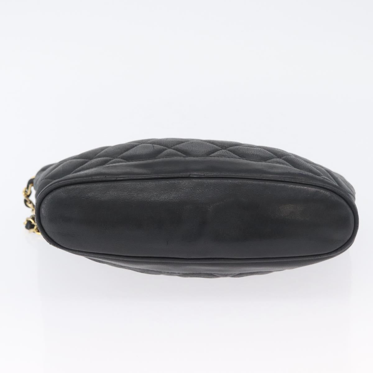 CHANEL Matelasse Chain Shoulder Bag Lamb Skin Black Gold CC Auth BA11274