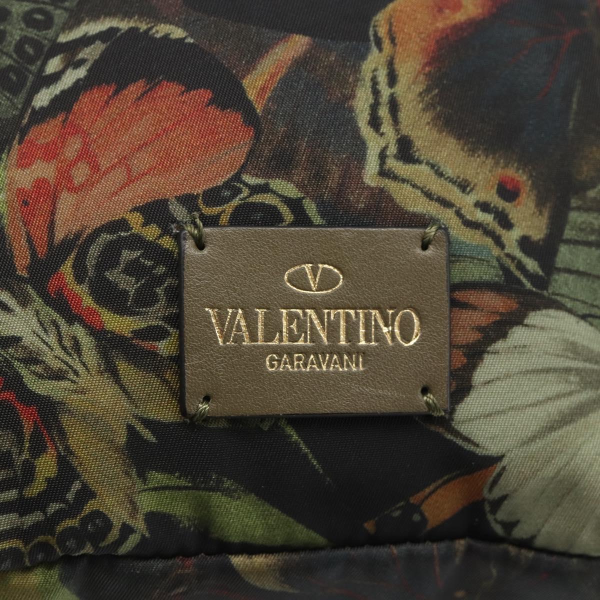 VALENTINO Backpack Nylon Khaki Champagne Gold Auth BA11275