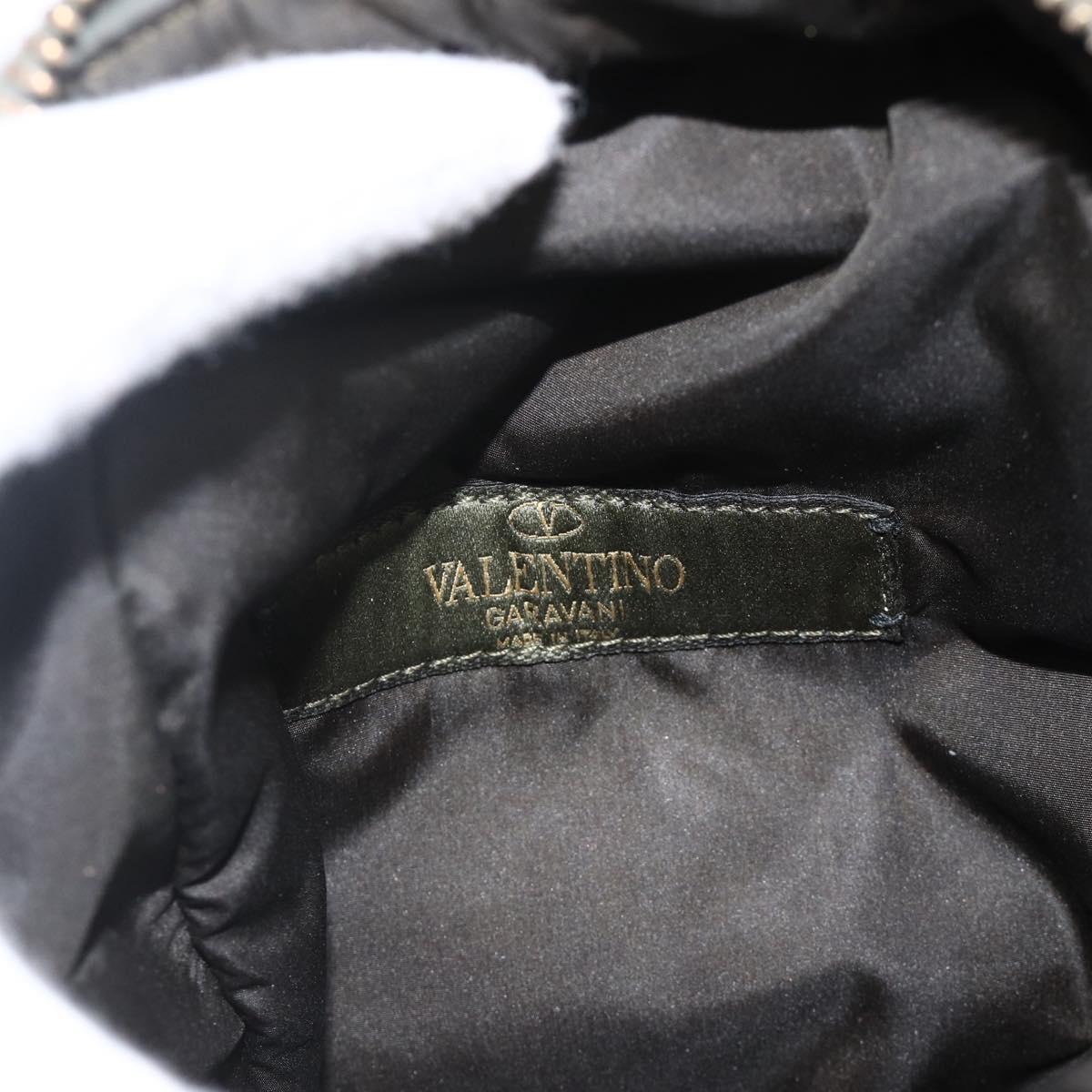 VALENTINO Backpack Nylon Khaki Champagne Gold Auth BA11275