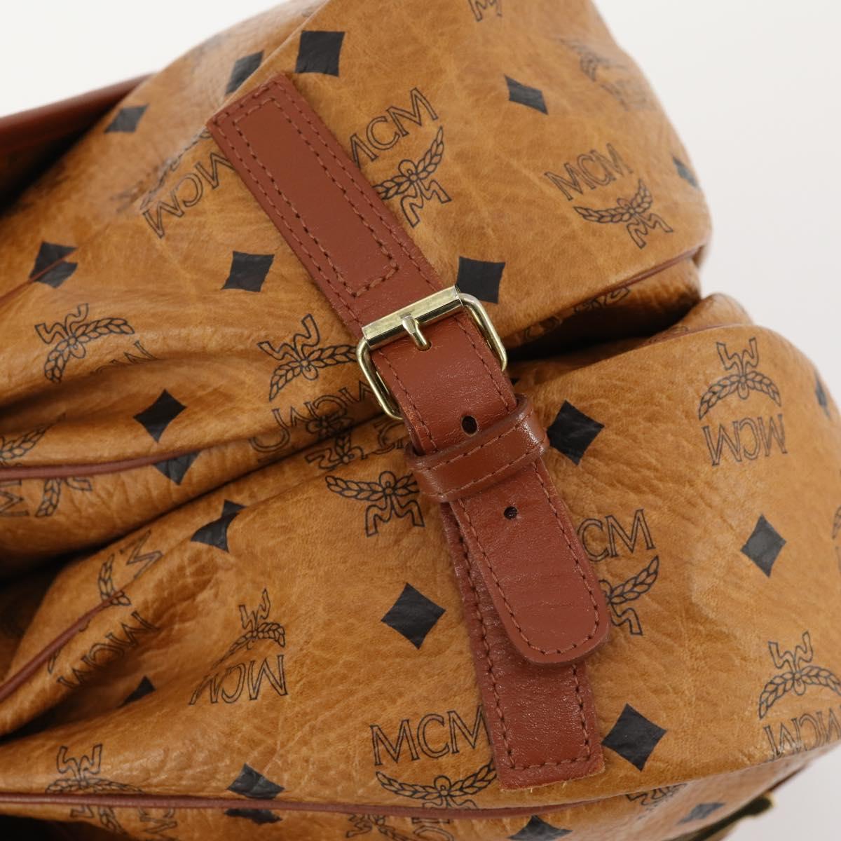 MCM Vicetos Logogram Shoulder Bag PVC Leather Brown Gold Auth BA11276