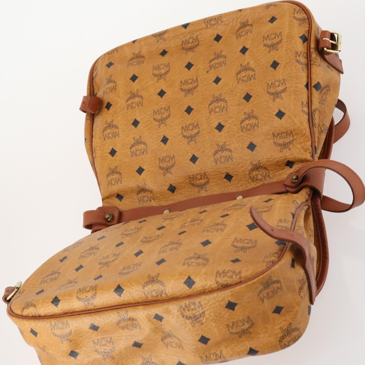MCM Vicetos Logogram Shoulder Bag PVC Leather Brown Gold Auth BA11276