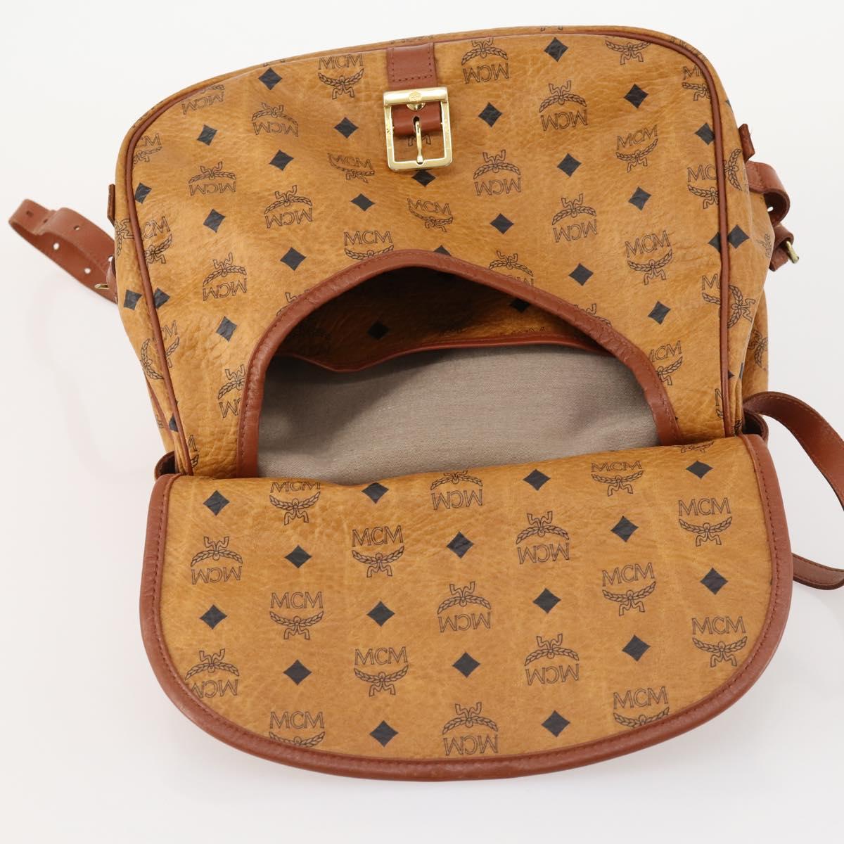 MCM Vicetos Logogram Shoulder Bag PVC Leather Brown Gold Auth BA11276
