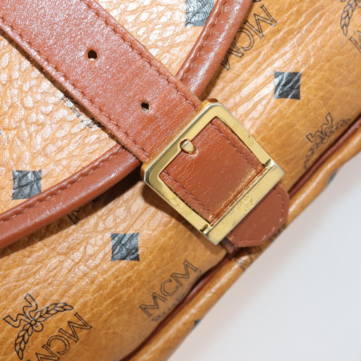 MCM Vicetos Logogram Shoulder Bag PVC Leather Brown Gold Auth BA11276