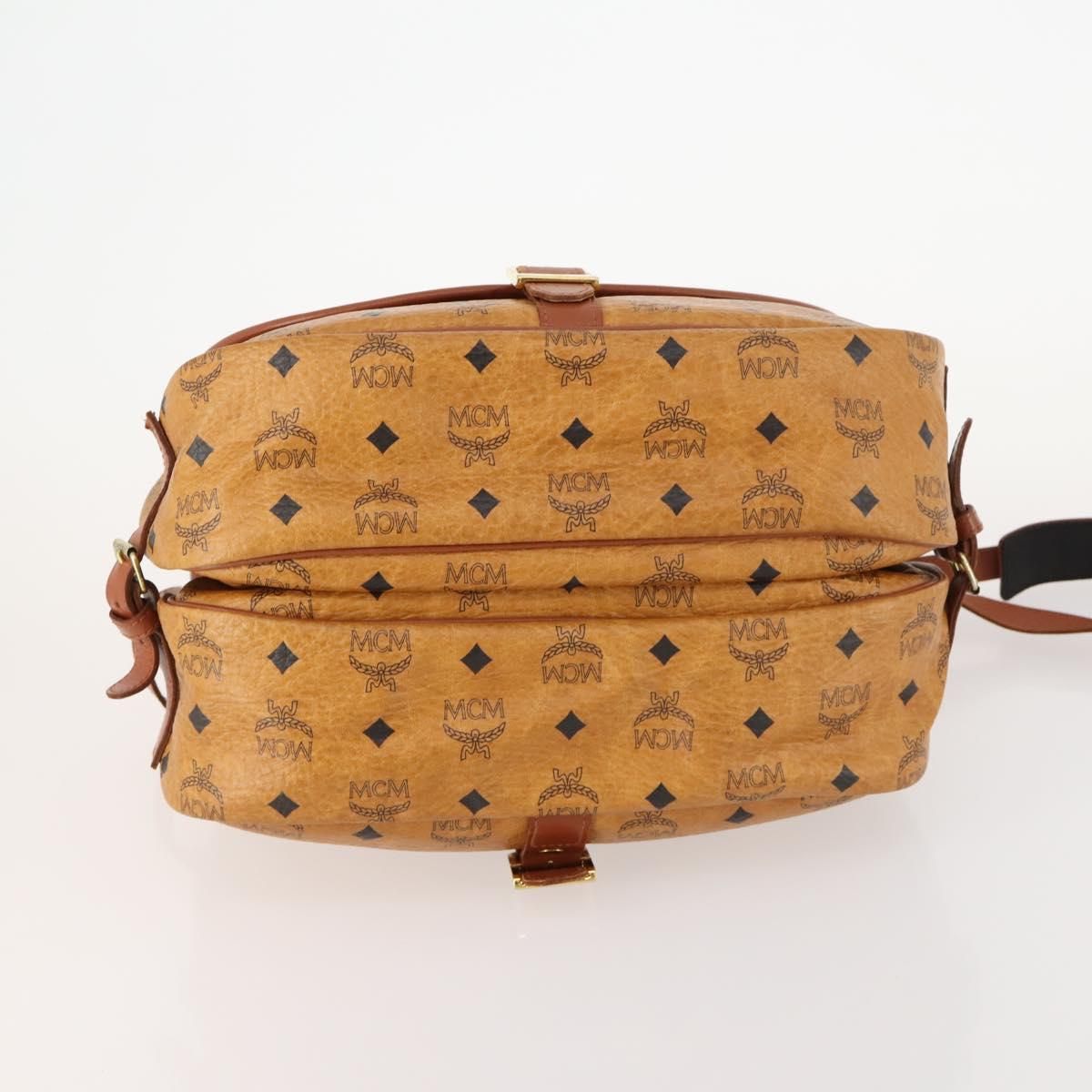 MCM Vicetos Logogram Shoulder Bag PVC Leather Brown Gold Auth BA11276