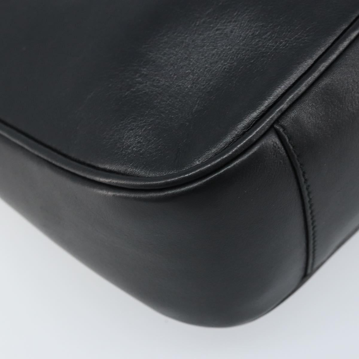 GUCCI Bamboo Shoulder Bag Leather 2way Black Gold 001 0166 1638 Auth BA11278