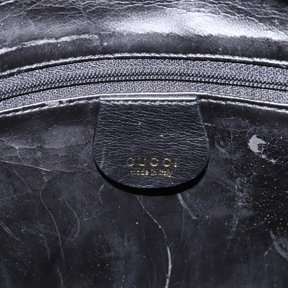 GUCCI Bamboo Shoulder Bag Leather 2way Black Gold 001 0166 1638 Auth BA11278