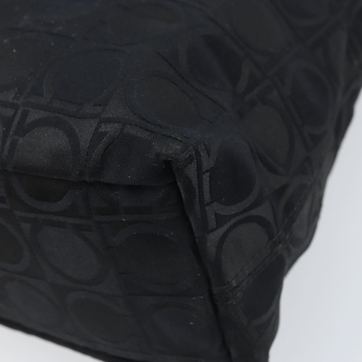 Salvatore Ferragamo Gancini Tote Bag Nylon Black Silver Auth BA11280