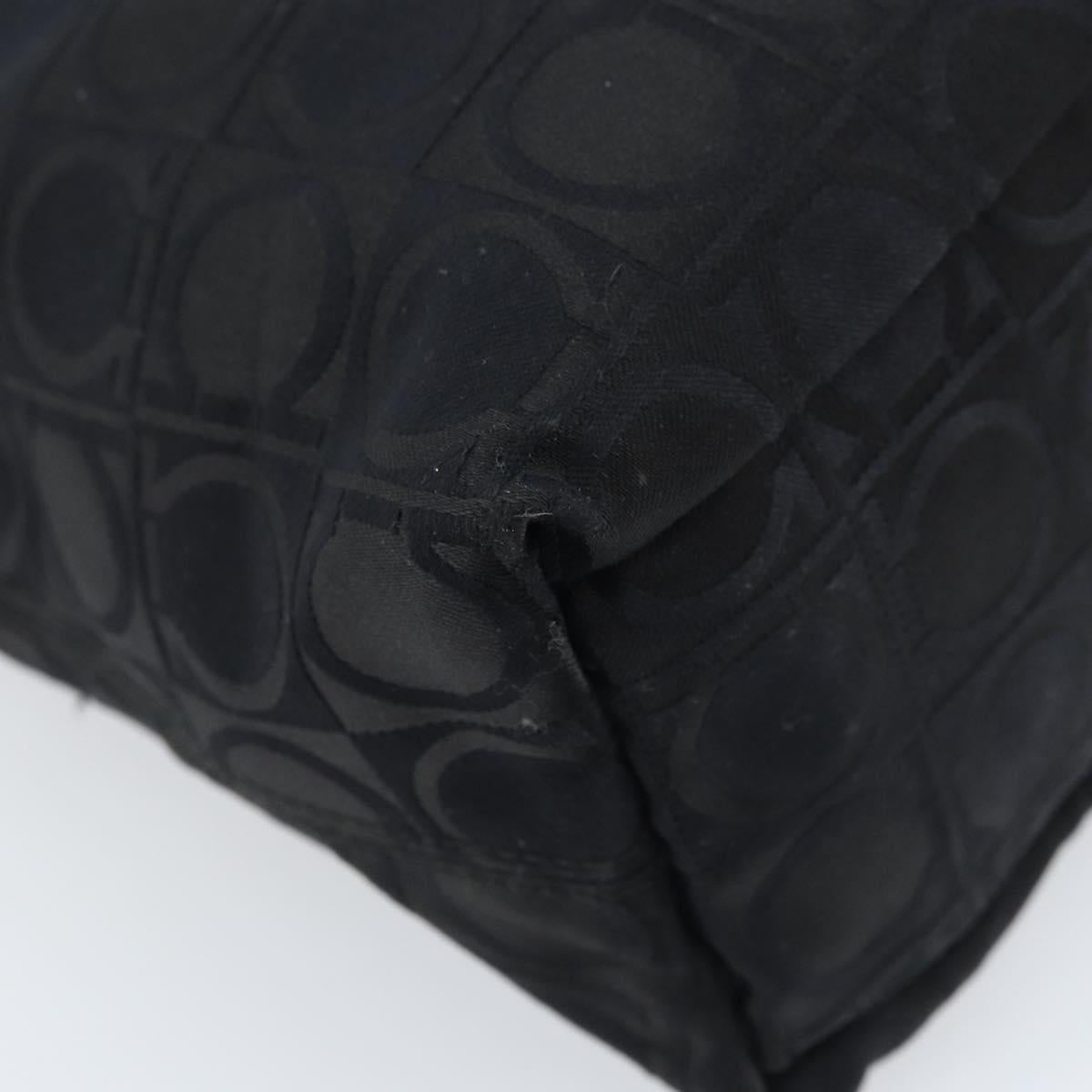 Salvatore Ferragamo Gancini Tote Bag Nylon Black Silver Auth BA11280