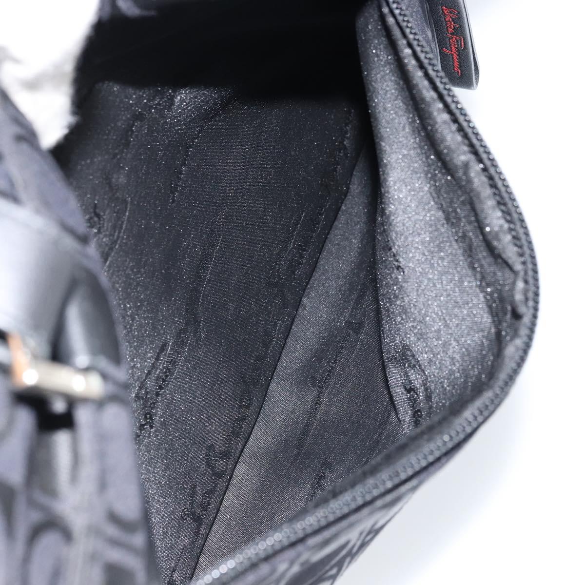 Salvatore Ferragamo Gancini Tote Bag Nylon Black Silver Auth BA11280