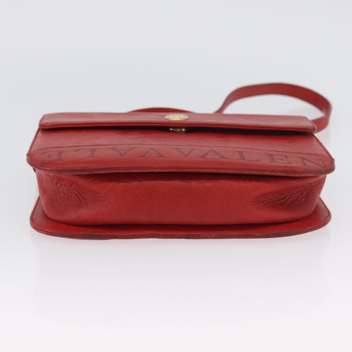 VALENTINO Shoulder Bag Leather Red Gold Auth BA11281