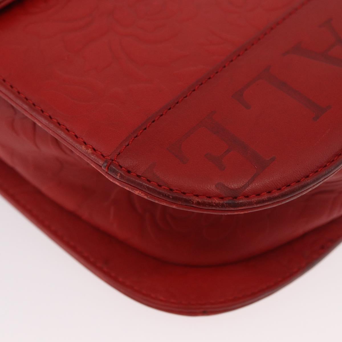 VALENTINO Shoulder Bag Leather Red Gold Auth BA11281