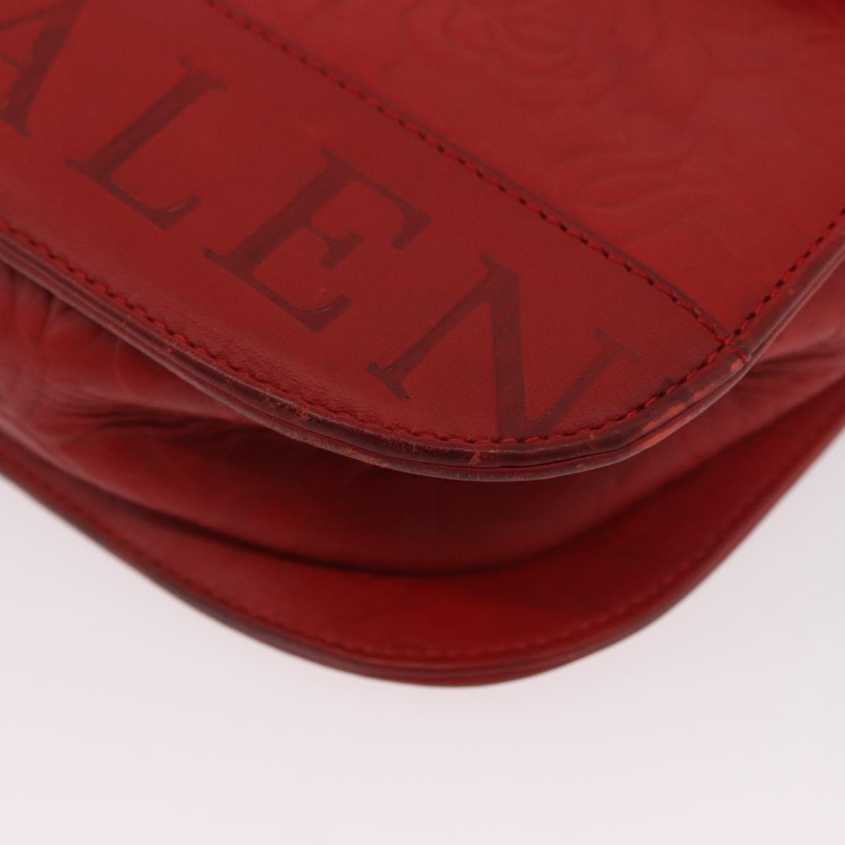 VALENTINO Shoulder Bag Leather Red Gold Auth BA11281