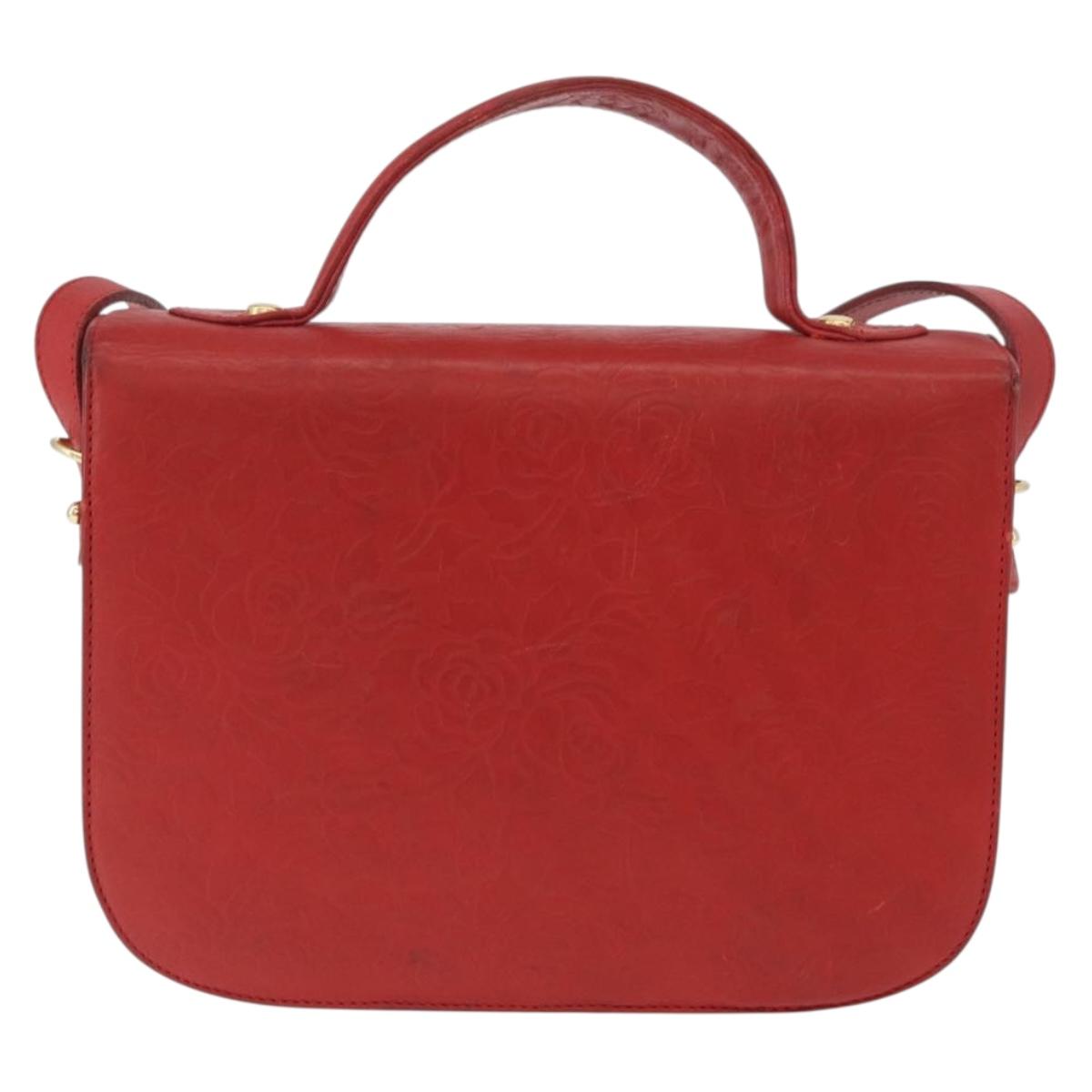 VALENTINO Shoulder Bag Leather Red Gold Auth BA11281