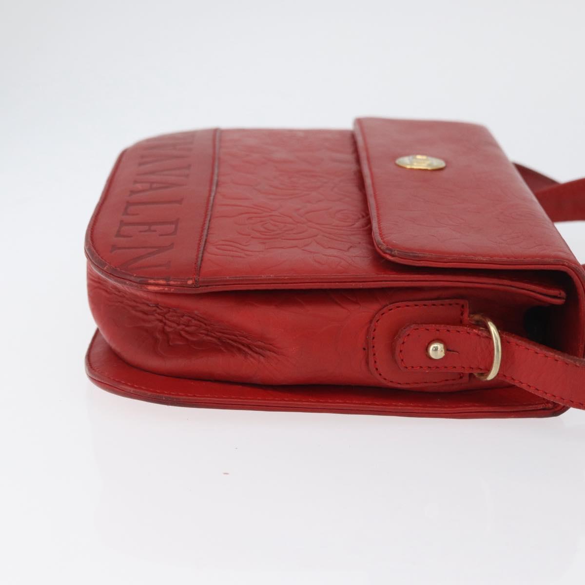 VALENTINO Shoulder Bag Leather Red Gold Auth BA11281