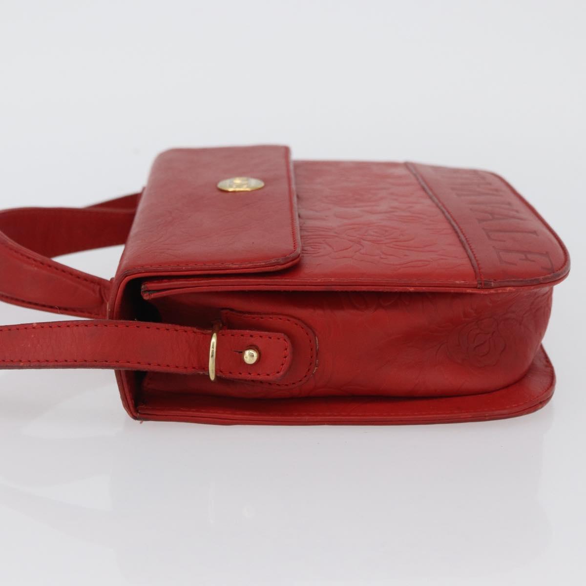 VALENTINO Shoulder Bag Leather Red Gold Auth BA11281