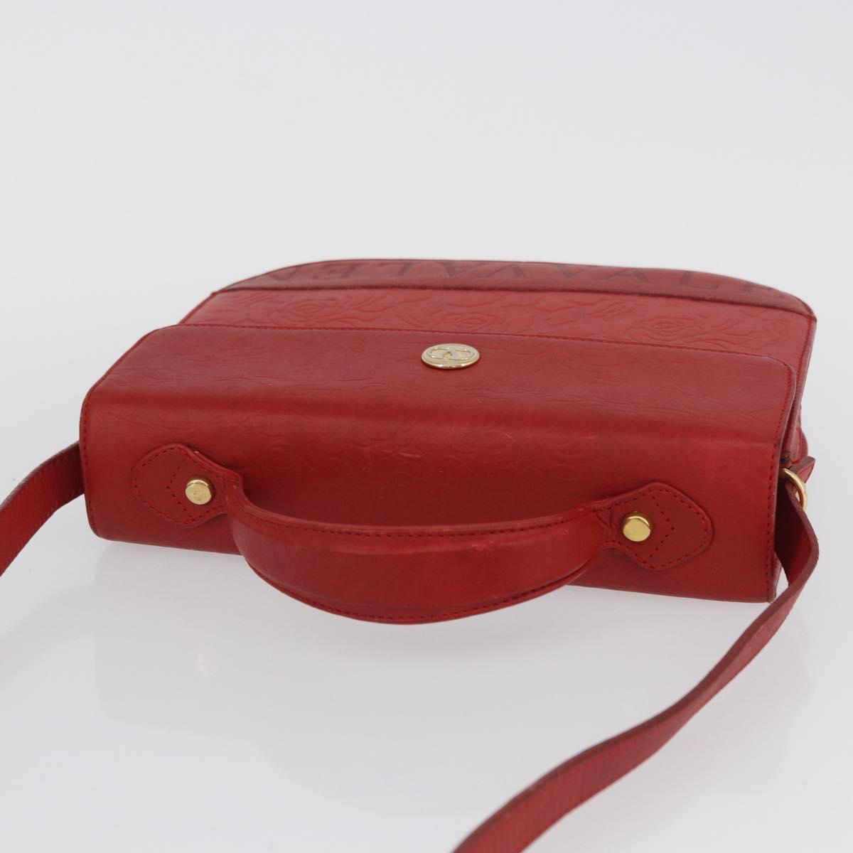 VALENTINO Shoulder Bag Leather Red Gold Auth BA11281