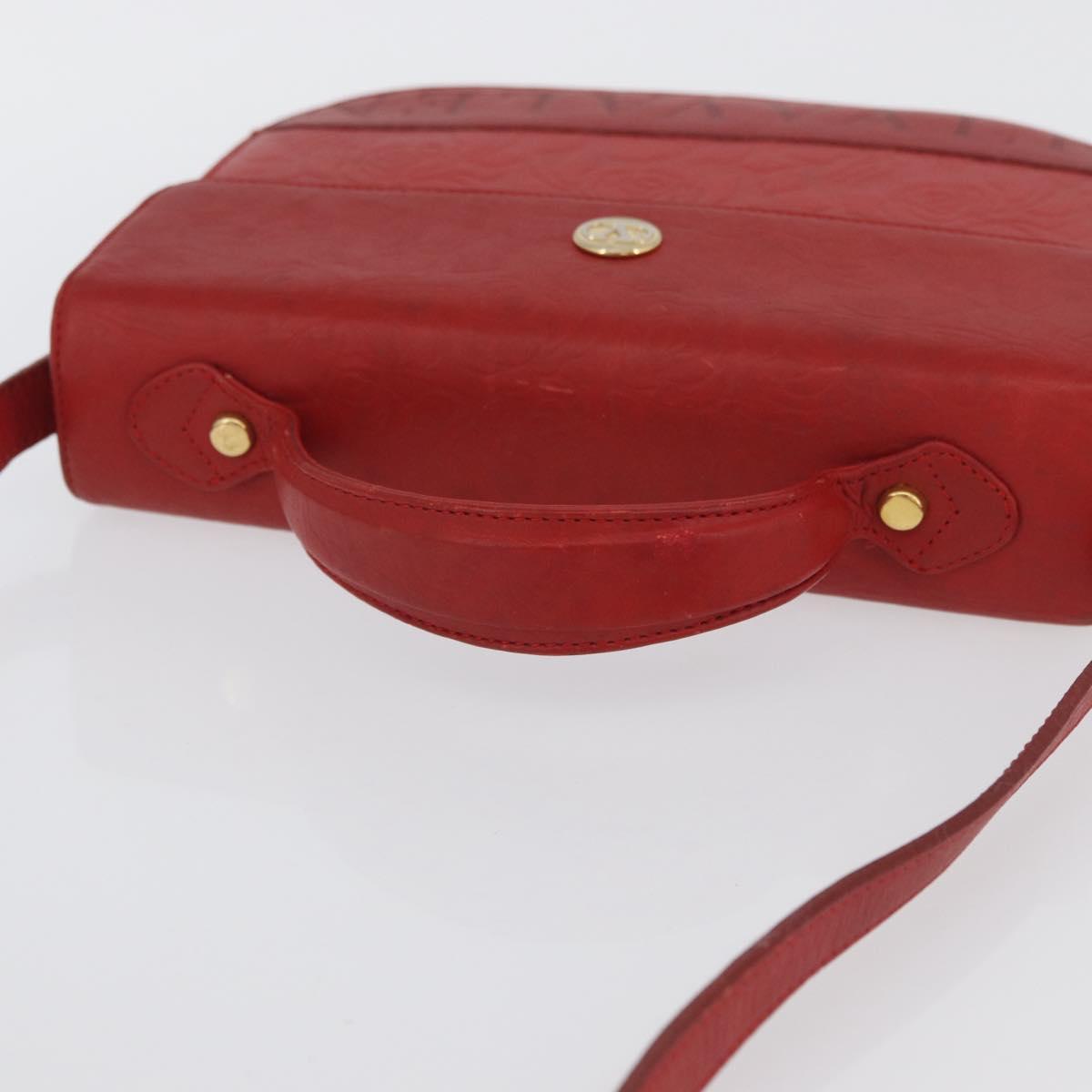 VALENTINO Shoulder Bag Leather Red Gold Auth BA11281