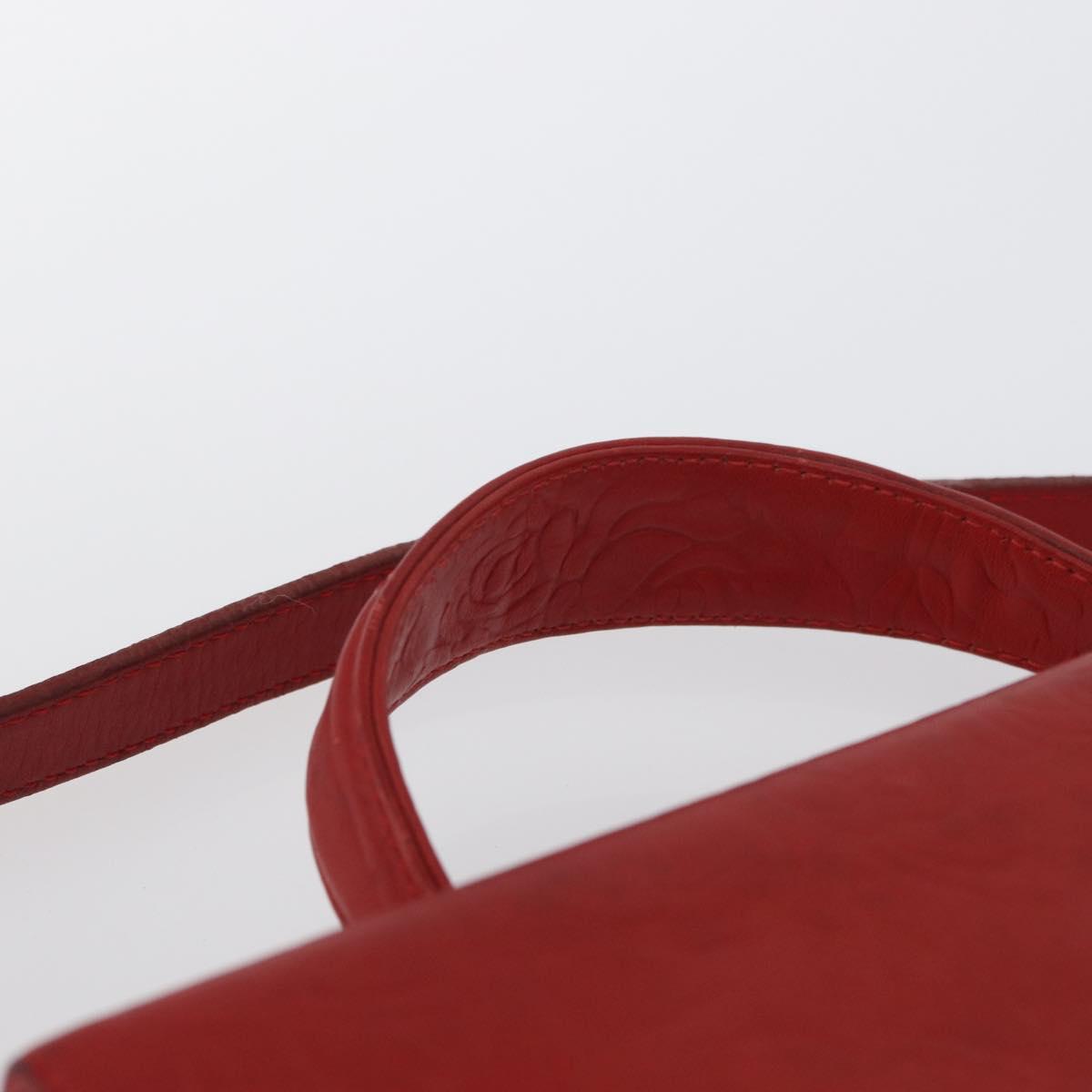 VALENTINO Shoulder Bag Leather Red Gold Auth BA11281